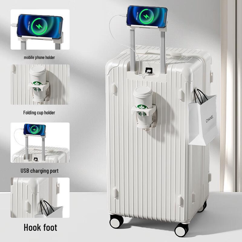 KarLot Durable Trolley Suitcase with Cup Holder 26 Inch