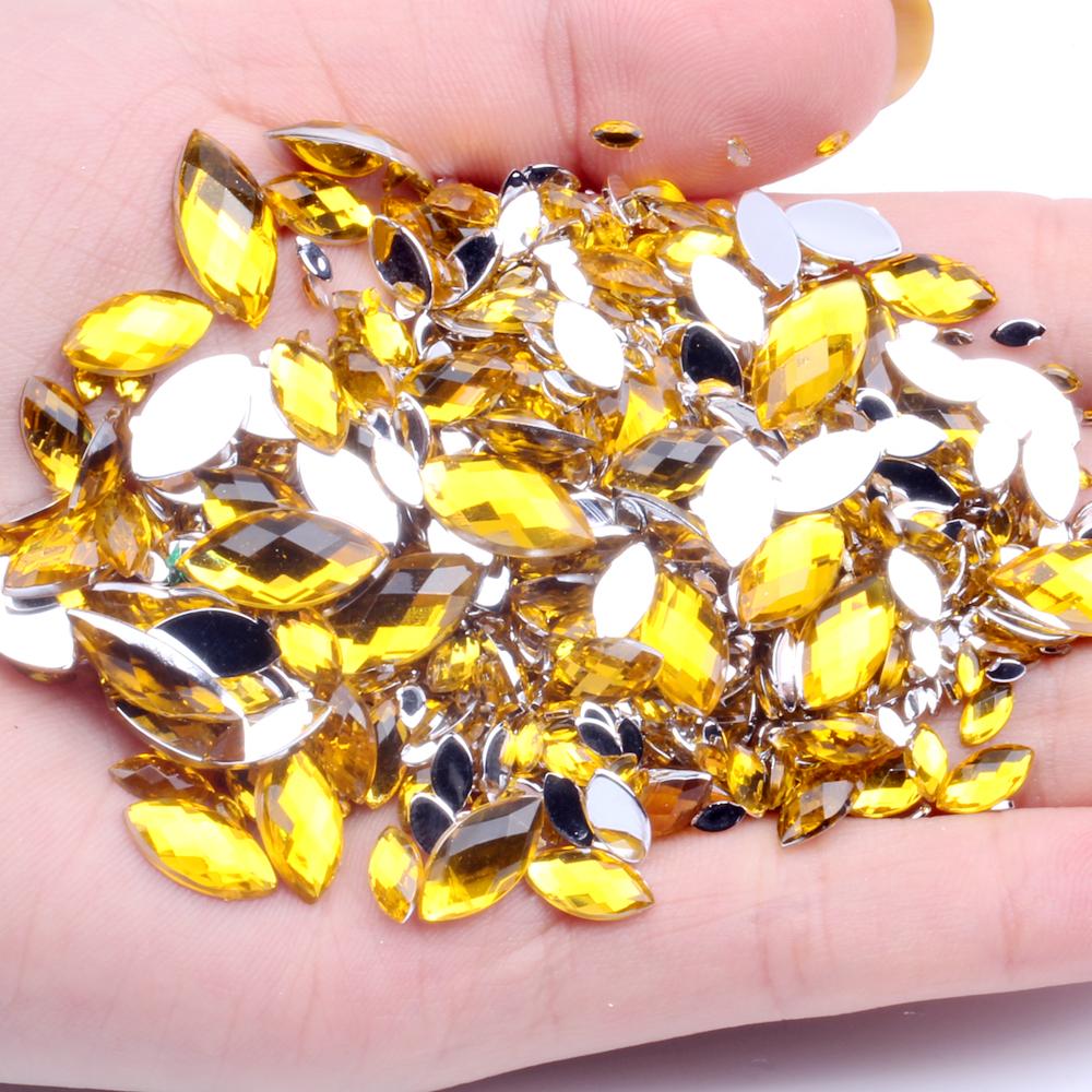 New Style Acrylic Flat Back Rhinestones for Shoes 2x4mm 10000pcs Marquise Dress Jewelry Nails Art Charms