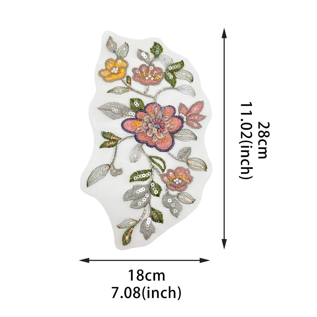 Exquisite Beaded Sequins Flower Embroidery Cloth Sticker Fashionable Three-Dimensional Flower Decoration Accessories Cheongsam Hanfu Lace Decal