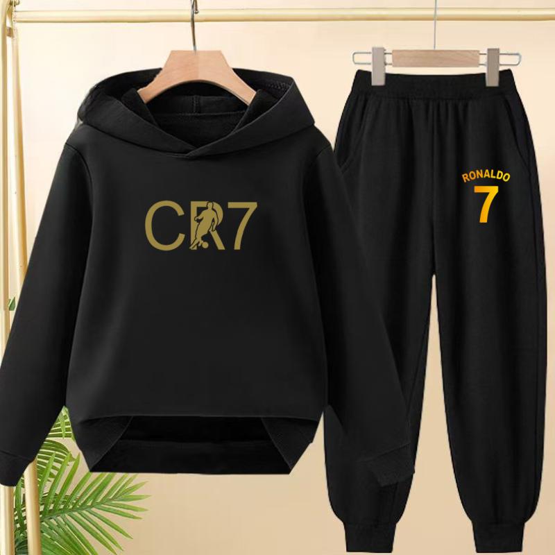 A Loose and Casual Sportswear Set of Hooded Sweatshirts and Trousers for Children, Suitable for Boys and Girls Aged 3 To 13