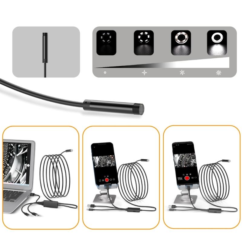 Endoscope Camera with Light, Borescope with Adjustable LED Light,Endoscope Camera,Waterproof Inspection Camera