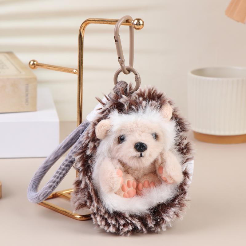 Süßer Wende-Igel Plüsch Schlüsselanhänger Flauschiges Stofftier Puppe Schlüsselanhänger Rucksack Anhänger Niedliches Schreibtisch-Haustier Tasche Dekoration