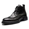 2025 Fashion Men's Platform Motorcycle Boots Retro Brown Leather Round Toe Ankle Boots Plus Size 38-48 Male Outdoor Casual Shoes