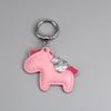 Instant Wealth Leather Keychain with Cartoon Pony Pendant for Couples – Trendy Bag and Car Accessory