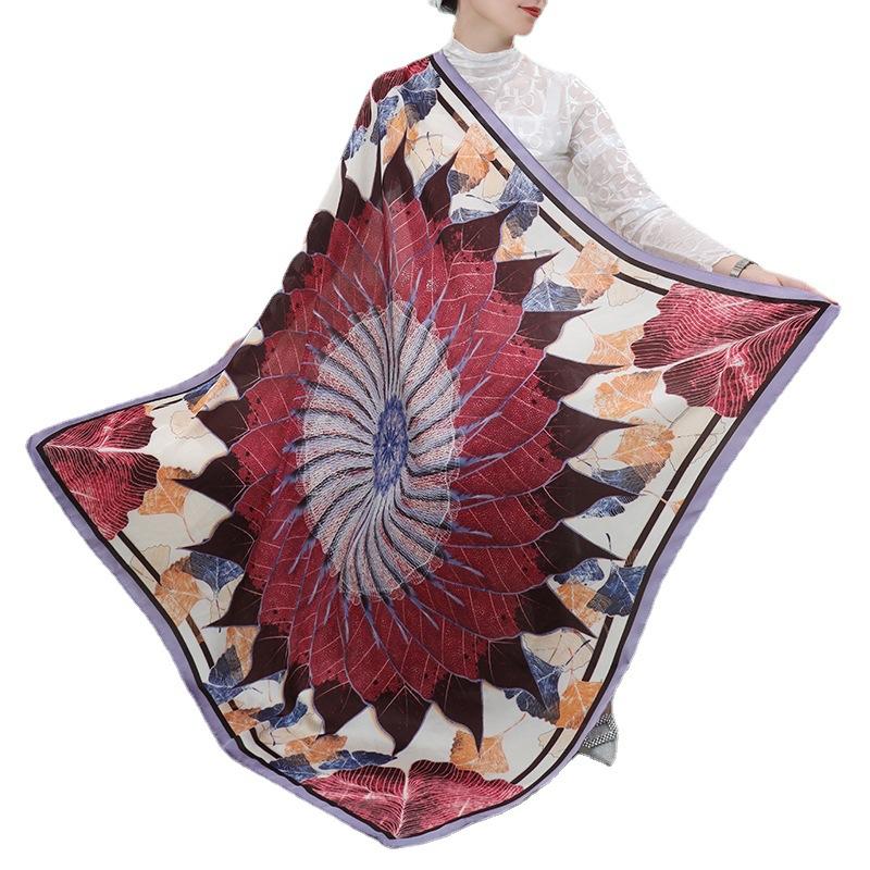 New Summer Large 110Cm Square Scarves Women Fashion Silk Scarf Foulard 45Inch Office Ladies Shawl Bandanna Muslim Hijab