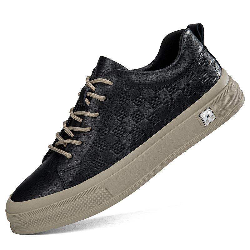 

2025 new men s shoes, men s little white shoes, Korean version of trendy casual shoes fashion, lace-up leathershoes 38 чорний