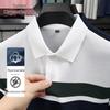 Polo da uomo casual a righe con ricamo in piqué