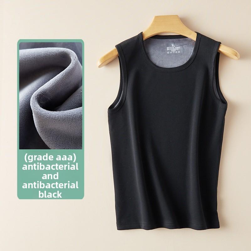 

Антибактериальный утепленный терможилет на флисовой подкладке для мужчин, с подогревом, без рукавов, нижнее белье для осени и зимы L чёрный