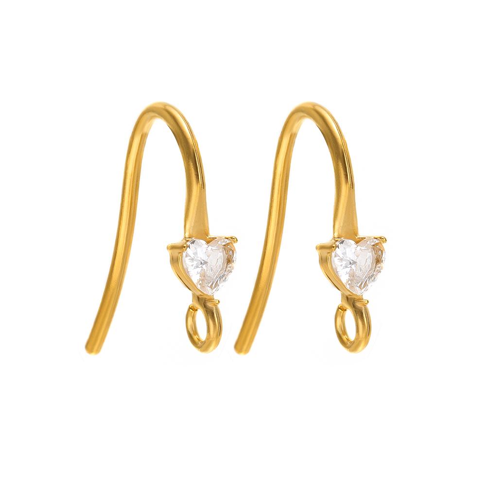 10pcs Stainless Steel PVD Gold Plated Zircon Earring Hooks Wires for DIY Jewelry Findings Accessories Handmade Earrings Making