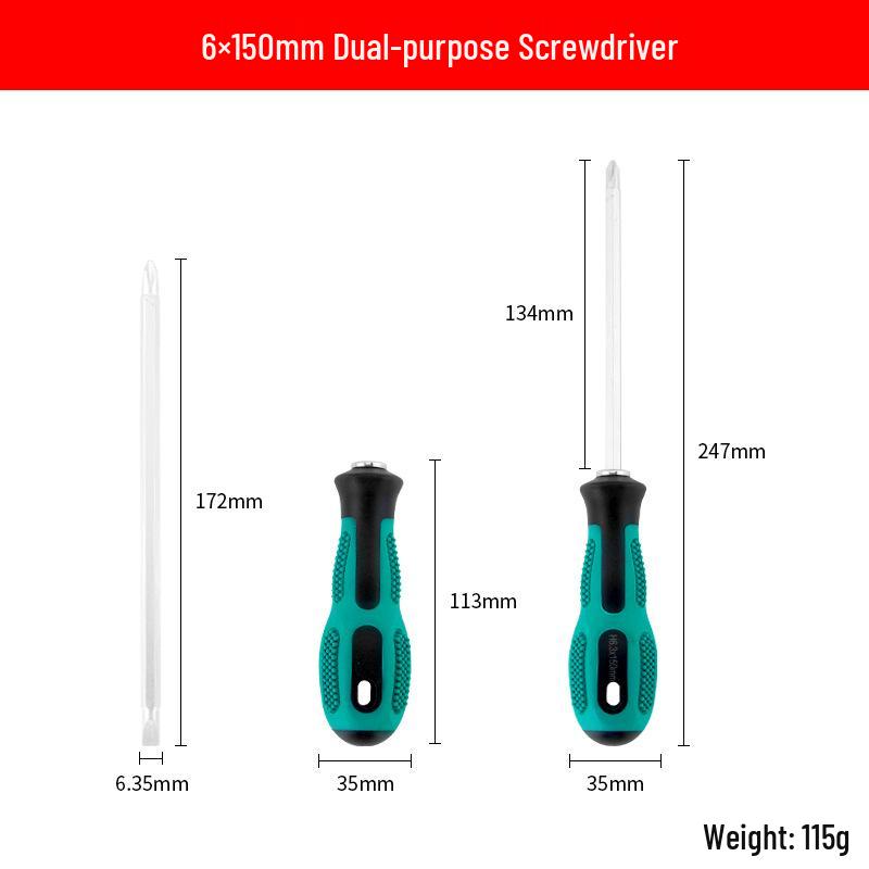 Dual-Use Magnetic Screwdriver, Double-Ended Phillips/Flathead, Chrome-Vanadium Steel.