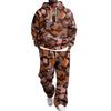 Men's Layer 2 Piece Hoodie and Cargo Pants Set with Elastic Waistband for Casual Wear