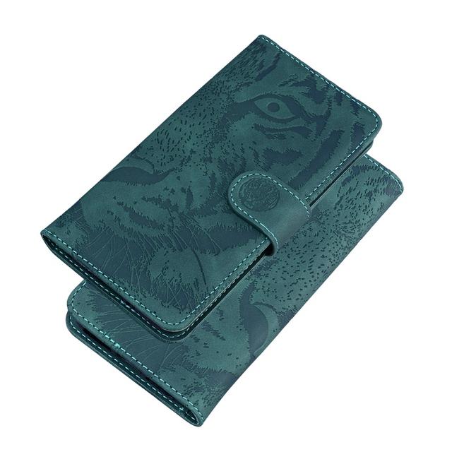 Tiger Läder Telefonfodral För Iphone X Xs Xr 11 12 Pro Max 6 6s 7 8 Plus Se 2020 2 Mini Mjukt Tpu Plånbok Flip Baksida Skinnkänsla