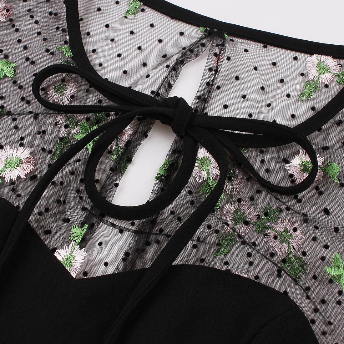 Женские платья с запахом Сетка с коротким рукавом с цветочной вышивкой в ​​горошек — фото 8