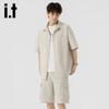 Izzueit Men's 2026 Summer Lightweight Seersucker Shirt & Shorts Set