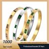 Gold-Plated Titanium Steel Bracelet with Green Diamond Buckle – Women's Fashion Jewelry