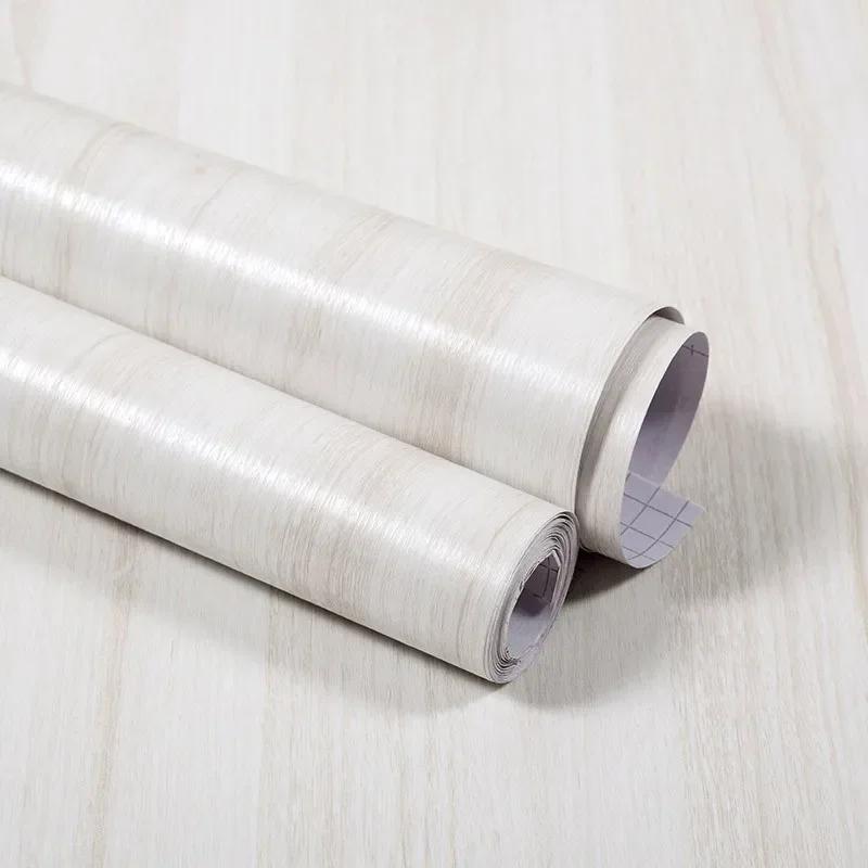 Wasserabweisende Holz-Vinyl-Wandverkleidung Rolle Selbstklebende Dekor Kontaktpapier Türen Schrank Schreibtisch Moderne Möbel Dekorativer Aufkleber