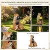 Hund mit Lampe Gartenstatue Mutter und Welpe Outdoor-Dekoration für Hof Terrasse