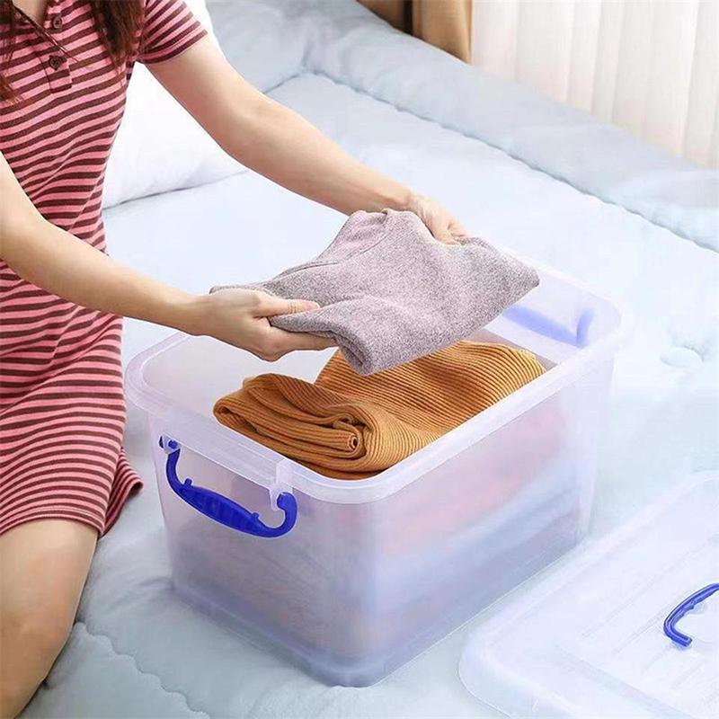 Portable Thick Transparent Storage Box Plastic Box With Lid Storage Box Toy Clothes Snack Sundries Storage Case