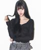ILLIGO Rose Shirred Long Sleeve Black