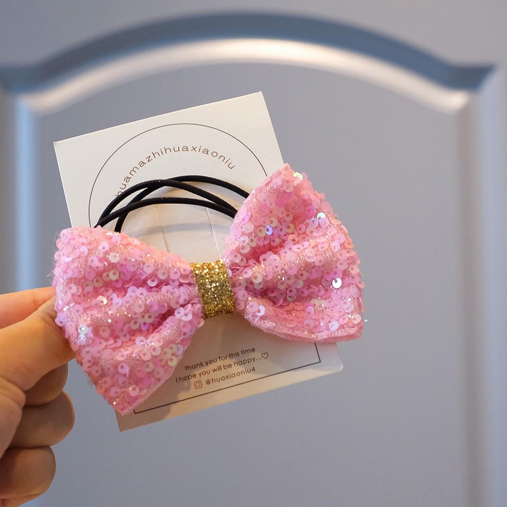 Girls Sequin Bow Hair Tie - High Elasticity Ponytail Holder