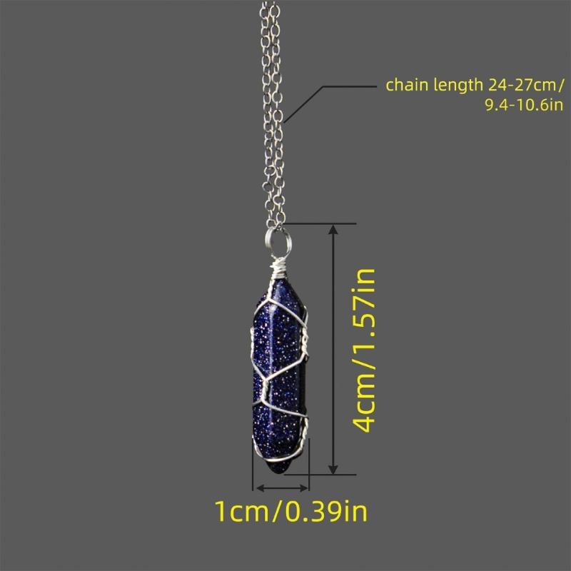 Healing Crystal Pendant Necklaces Pointed Stone Charm Necklace Spiritual Gemstones Pendants Jewelry for Women Girls