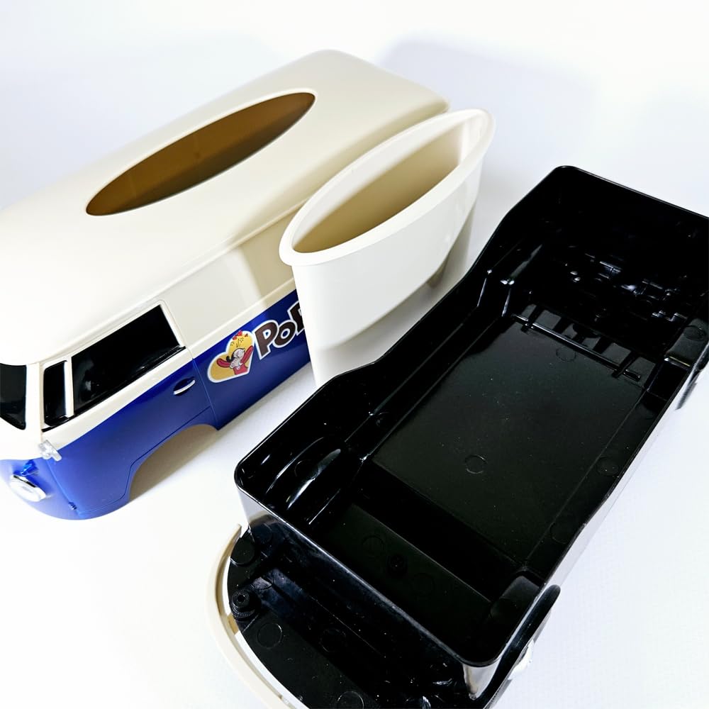 Plus Tissue Case T1 Bus Tissue Case POPEYE Design with Cup Holder + (Two-Tone Navy)