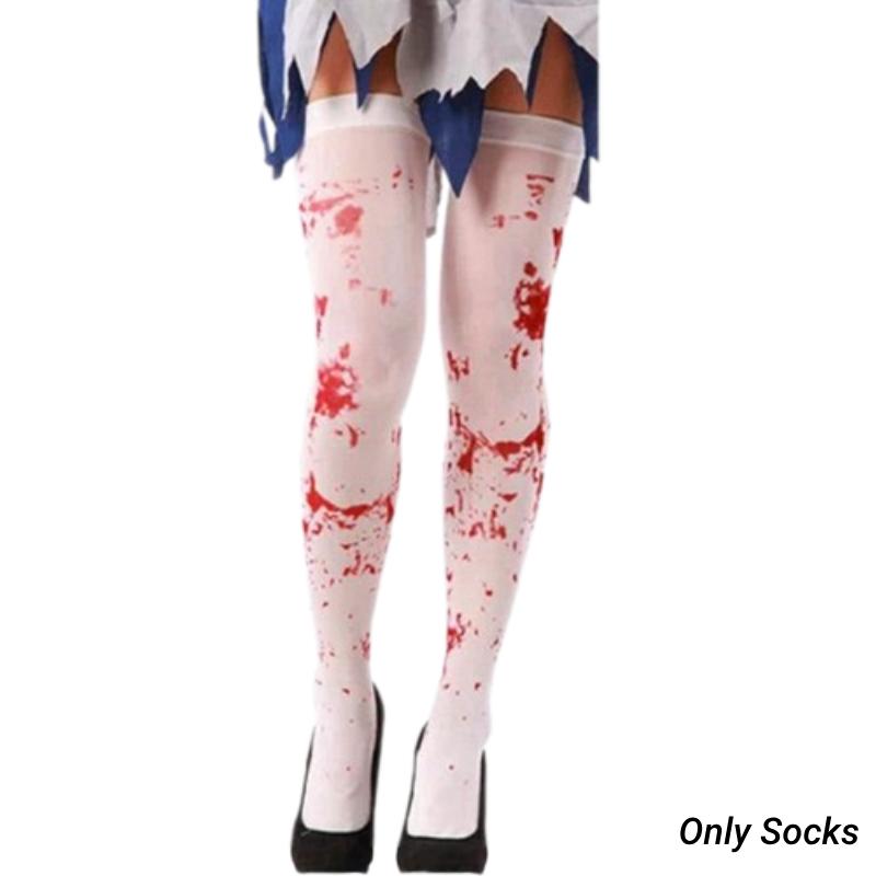 

Кровавая медсестра-зомби шелковые носки Хэллоуин чулки косплей реквизит костюмная вечеринка Style B
