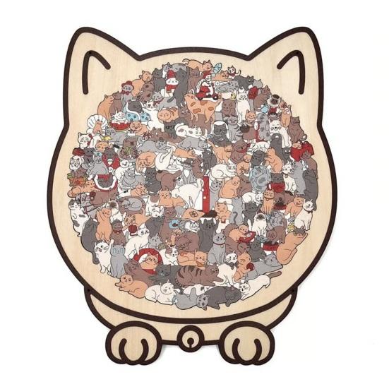 

135 шт./набор Деревянный пазл в форме кошки Тренировка логики Фокус Деревянная игра-головоломка Развивающая Сложная головоломка Игрушка Декорация Подарок для любителей кошек A