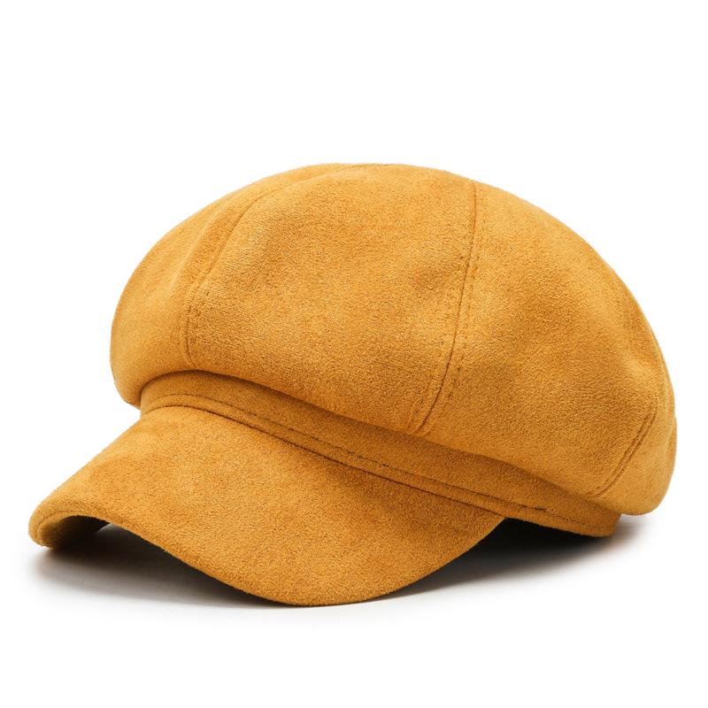 Octagonal Suede Beret: Versatile Korean-Style Autumn/Winter Fashion Hat for Women.