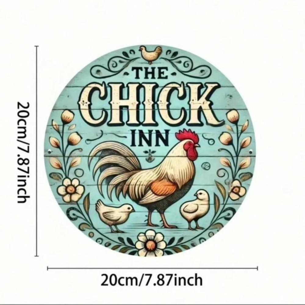 Vintage plechová cedule Kovová nástěnná dekorace Chicken Inn Bar Retro plaketa 7,8x7,8 palce Vodotěsná pro domácí bar kavárnu pánský pokoj dárek