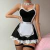 Maid Cosplay  Sexy Lingerie Sets Woman Clothes Cute Mini Dress Panty 2Pc Set With Choker&Stockings Seductive Erotic Costumes
