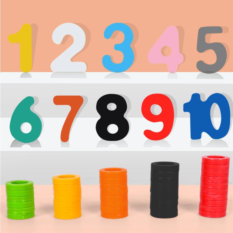 Circle Wooden Rainbow Number Board Toy For Toddler Shape Play Recognition