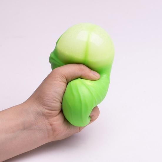 Stress Relief Simulation Cabbage Toy Anti-Anxiety Green Cabbage Squeeze Toy Stretchy Vegetable Fidget Sensory Toy Office Worker Gift