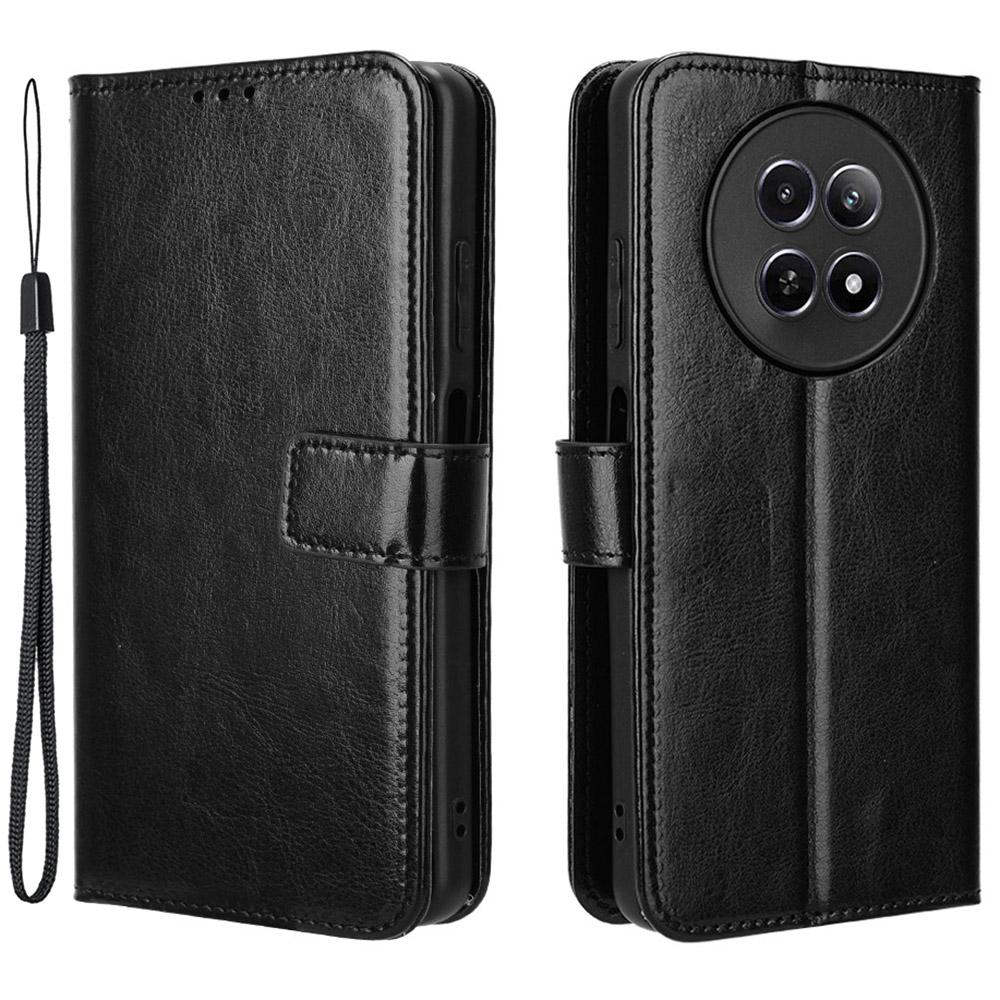 

Для Realme Narzo 70x 5G/C65 5G/Narzo N65 5G/13 5G/12 5G/12x 5G Чехол-кошелек Текстура Crazy Horse Подставка Кожаный чехол для телефона Black