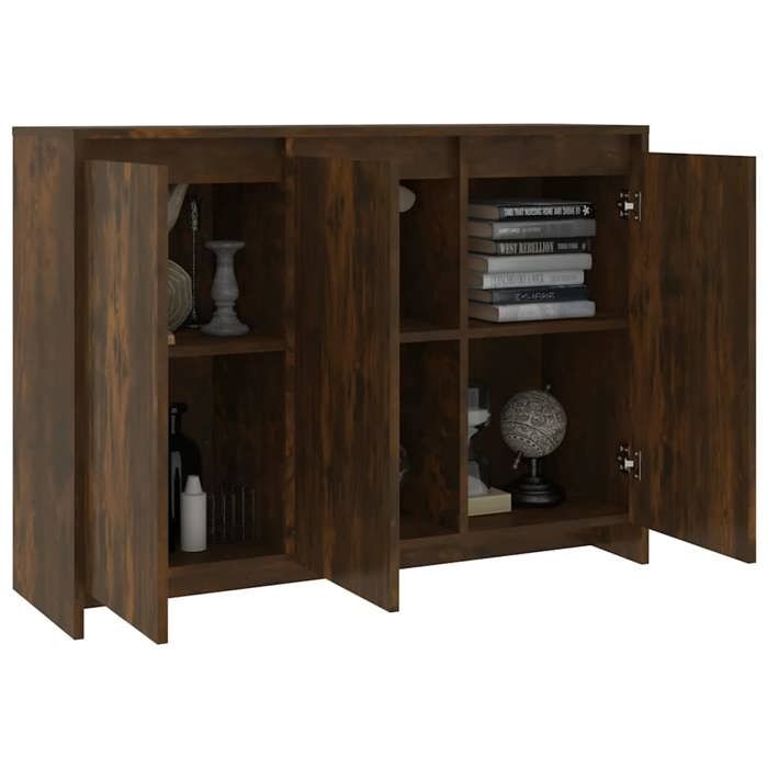 Buffet - MAISON EXCLUSIVE - 102x33x75 cm - Chêne fumé - Bois d'ingénierie - 3 portes
