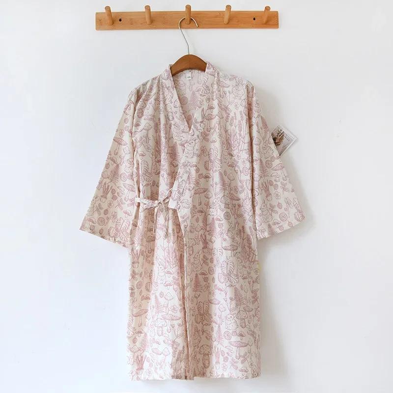 Ladies Cotton Kimono Bathrobe Loose Homewear Pajamas Robes for Women Multi Colors Printed Cardigan Sleep Wear Womens Robe