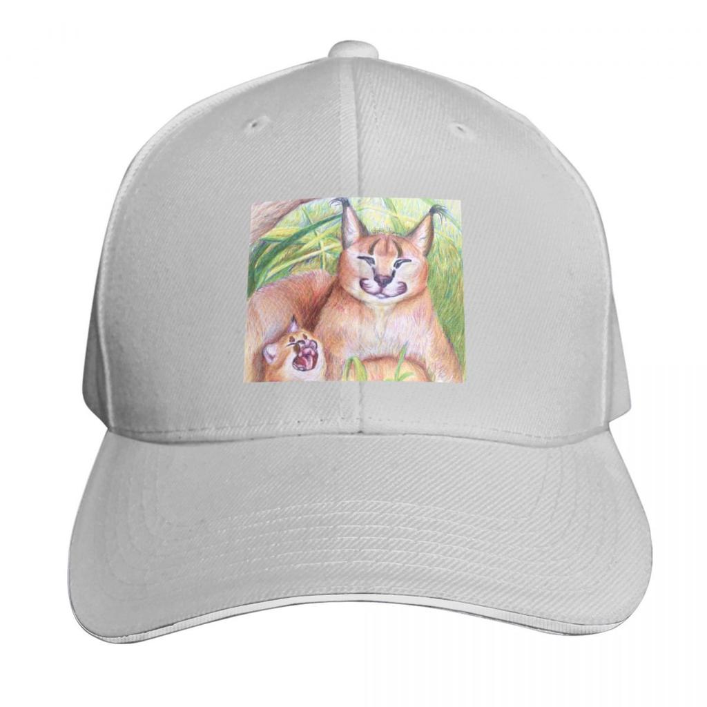 Happy Floppa Baby and Mom Caracals Baseball Cap Hood Rave Big Size Hat Anime Hat Womens Hats Unisexs