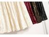 Pleated Velvet A-Line Skirt: Women's Versatile Mid-Length High-Waisted Slimming Style for Autumn and Winter