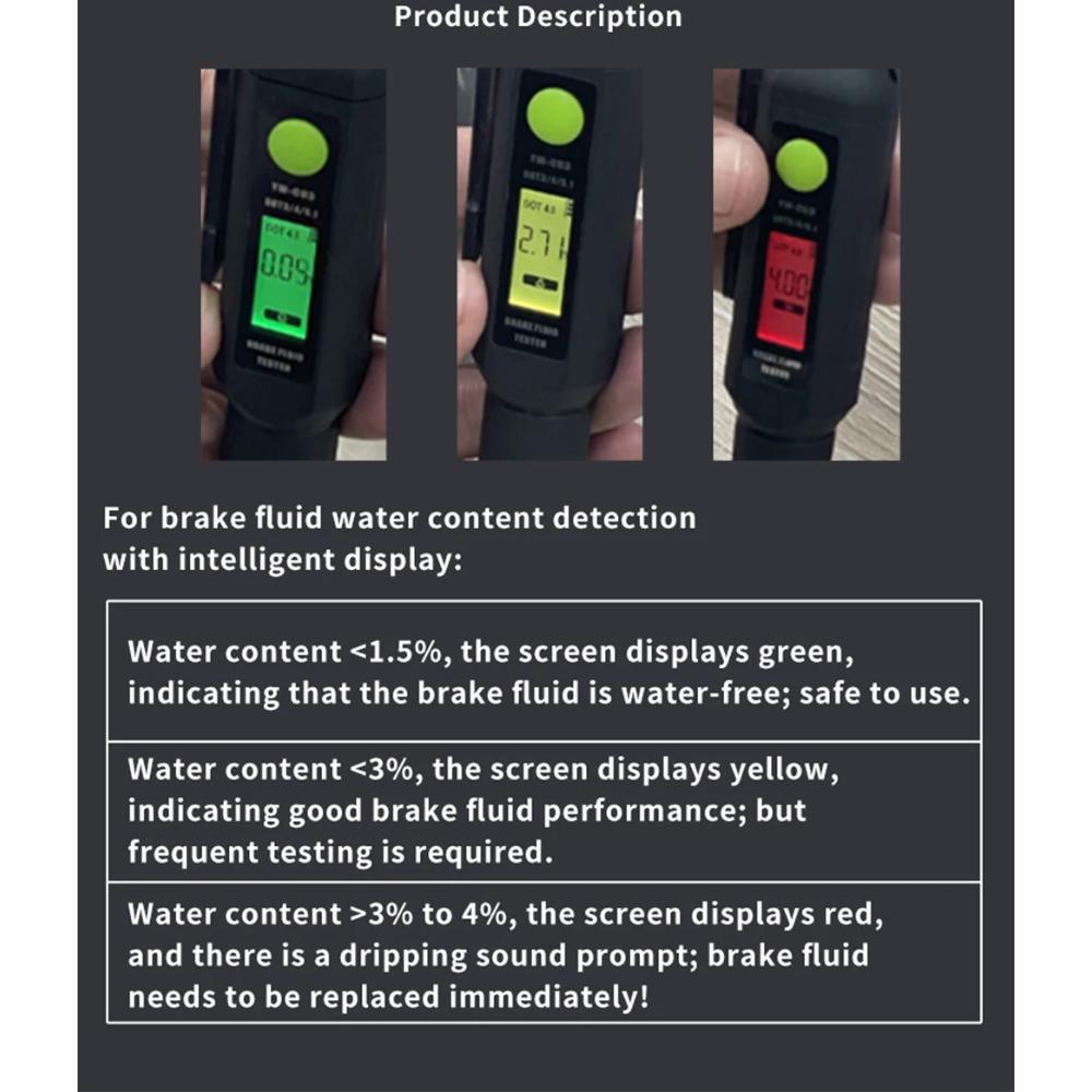 DOT3/DOT4/DOT5.1 Brake Fluid Tester Oil Tester Auto Brake Liquid Oil Mini Tester Detector Tool Metal Probe With Sound