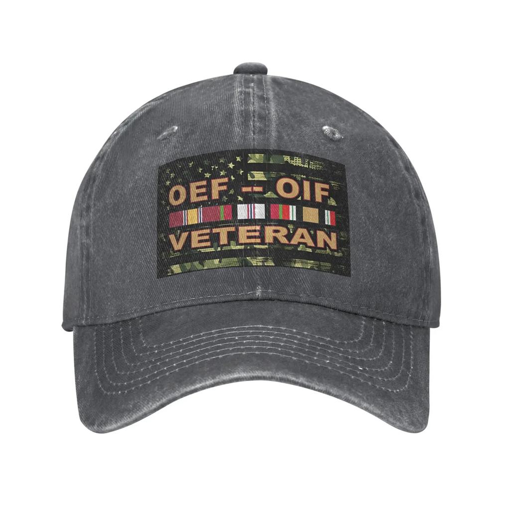 Vintage Operations Enduring Freedom OEF OIF Veteran Baseball Cap Unisex Distressed Denim Washed Headwear Outdoor Travel Gift Hat