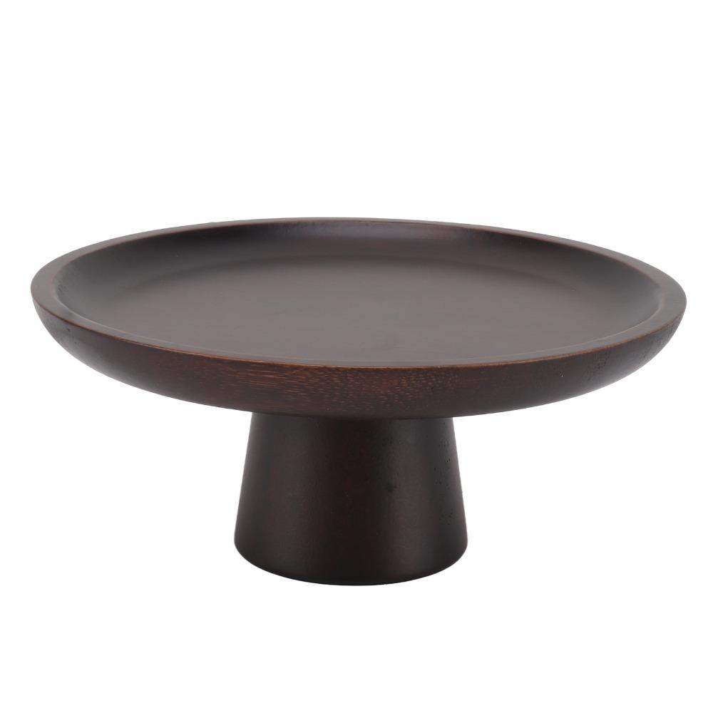 Space Saving Wooden Cake Stand Smooth Tall Foot Display Platter Stable Wood Grain Dessert Holder Wedding коричневый