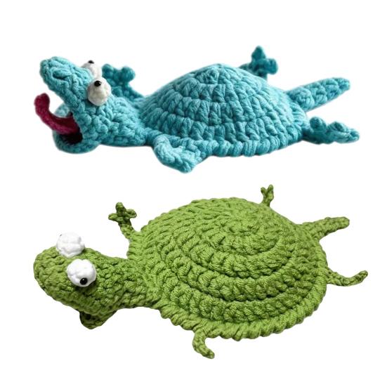 Crochet Lizard Coaster, Funny Handmade Animal Cup Mat, 3D Knitted Drink Coaster for Desk, Cute Heat Resistant Table Protector