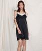 Opening Sunshine Ribbon Shoulder Satin Lace Mini Dress Black