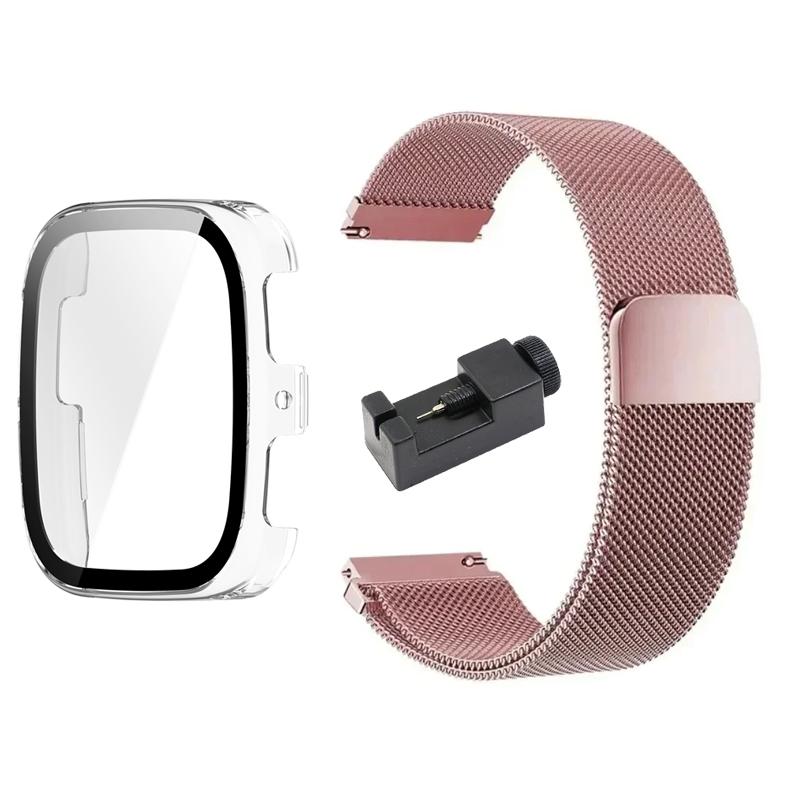 Milanese Loop Band with PC Case for Amazfit Active 2 Square Magnetic Stainless Steel Bracelet