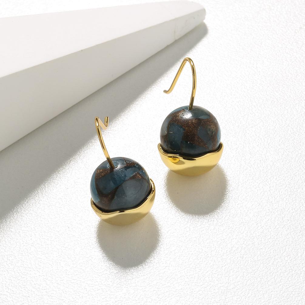 Naturlige jade turkis agat øredobber antikke øredobber kvinners nisje high-end følelse 925 sterlingsølv belagt 18k ørekrok