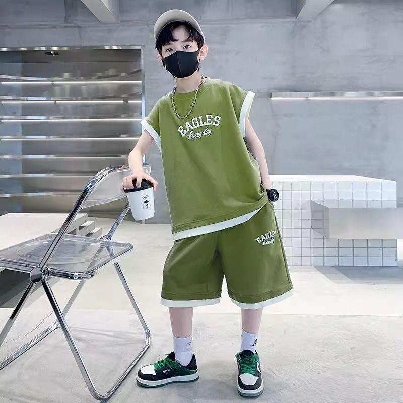 Children's and Boys' Summer Clothing Set Summer Vest Sports Sleeveless Boys' Shorts Two-piece Set