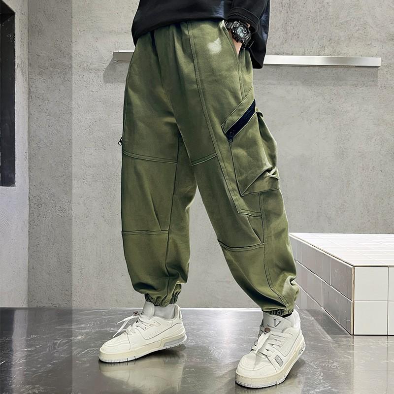 

Spring Autumn Boys Pants Pocket Decoration Handsome Trousers Kid Teenage Spring Outdoor Sport Casual Pant for 4-14 Years 170 зелений