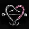 With Rhinestone Barbell Stainless Steel 14G Gothic Nipplering