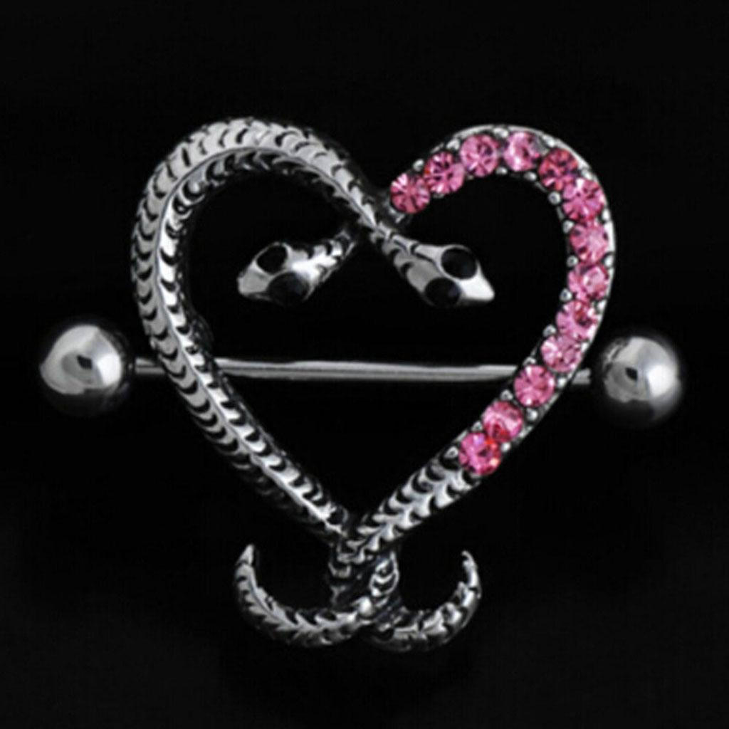 With Rhinestone Barbell Stainless Steel 14G Gothic Nipplering
