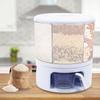 360° Rotating Grain Dispenser for Rice, Beans, Seeds – 11KG Large Capacity White Kitchen Storage Container with Measuring Cup